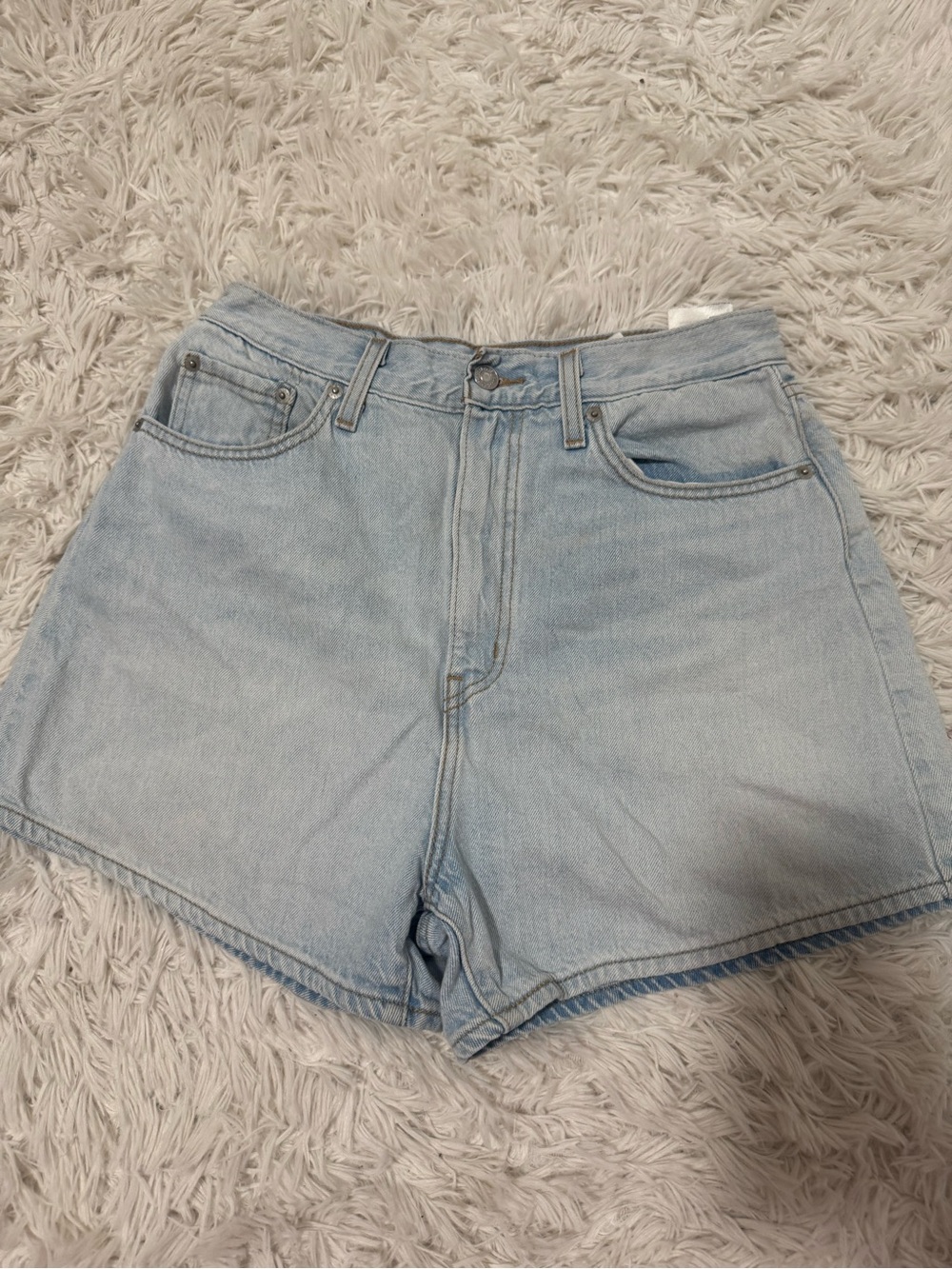 Light Blue Denim High-Waist Women's Shorts